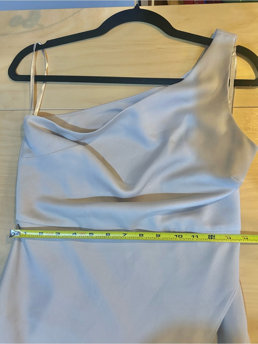 BHLDN Dylan Champagne One-Shoulder Satin Maxi Bridesmaid Dress, Sz 6 - Picture 8 of 8